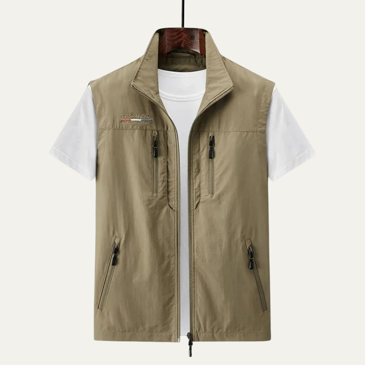 Mens Utility Vest Lightweight Zip Front