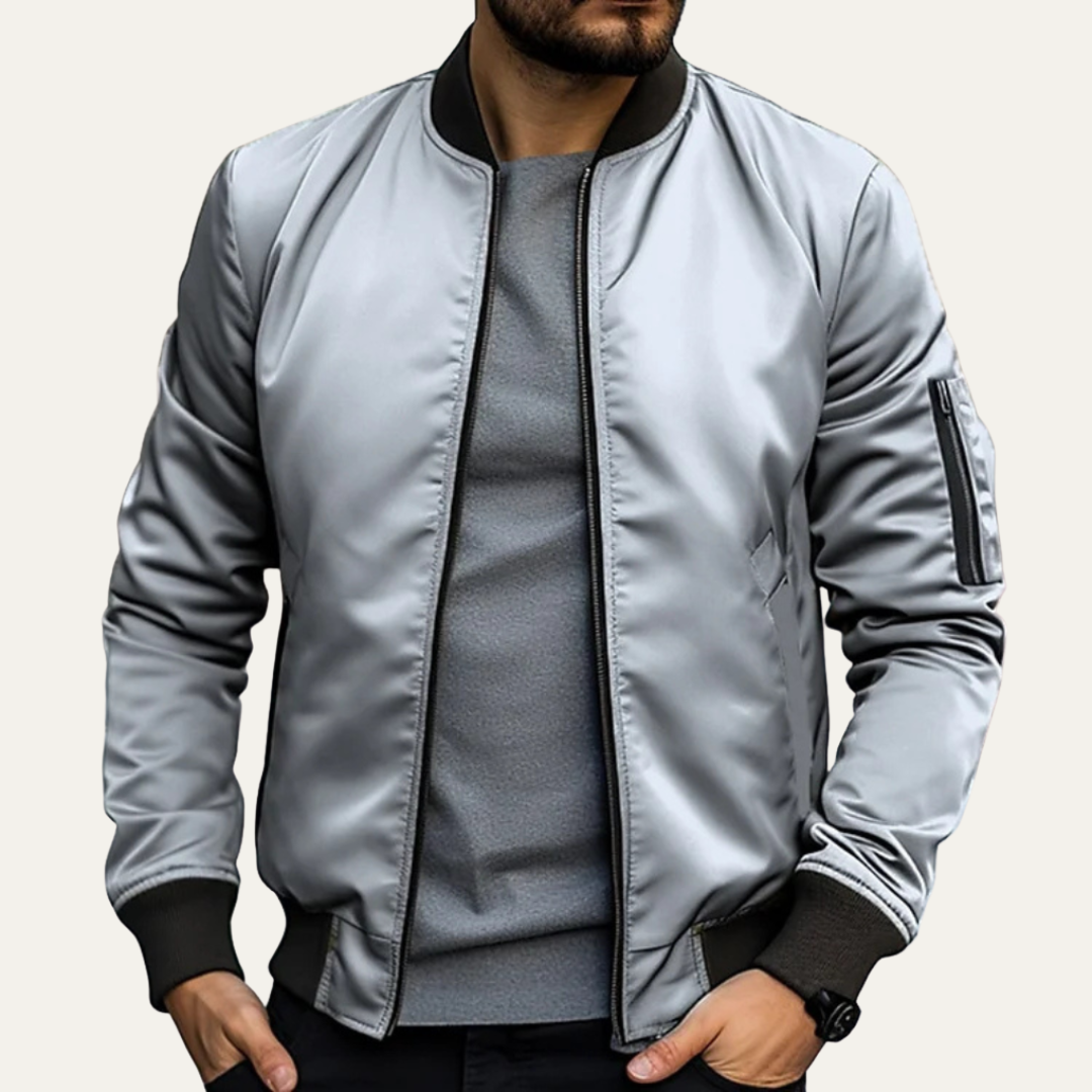 Mens Bomber Jacket Ribbed Collar Classic Fit