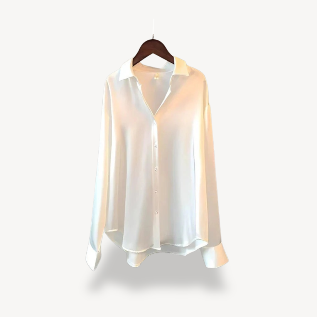 Womens Blouse Silk-Like Fabric Long Sleeve - BritishMode