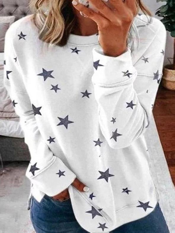 Womens Sweatshirt Star Pattern Cozy Fit