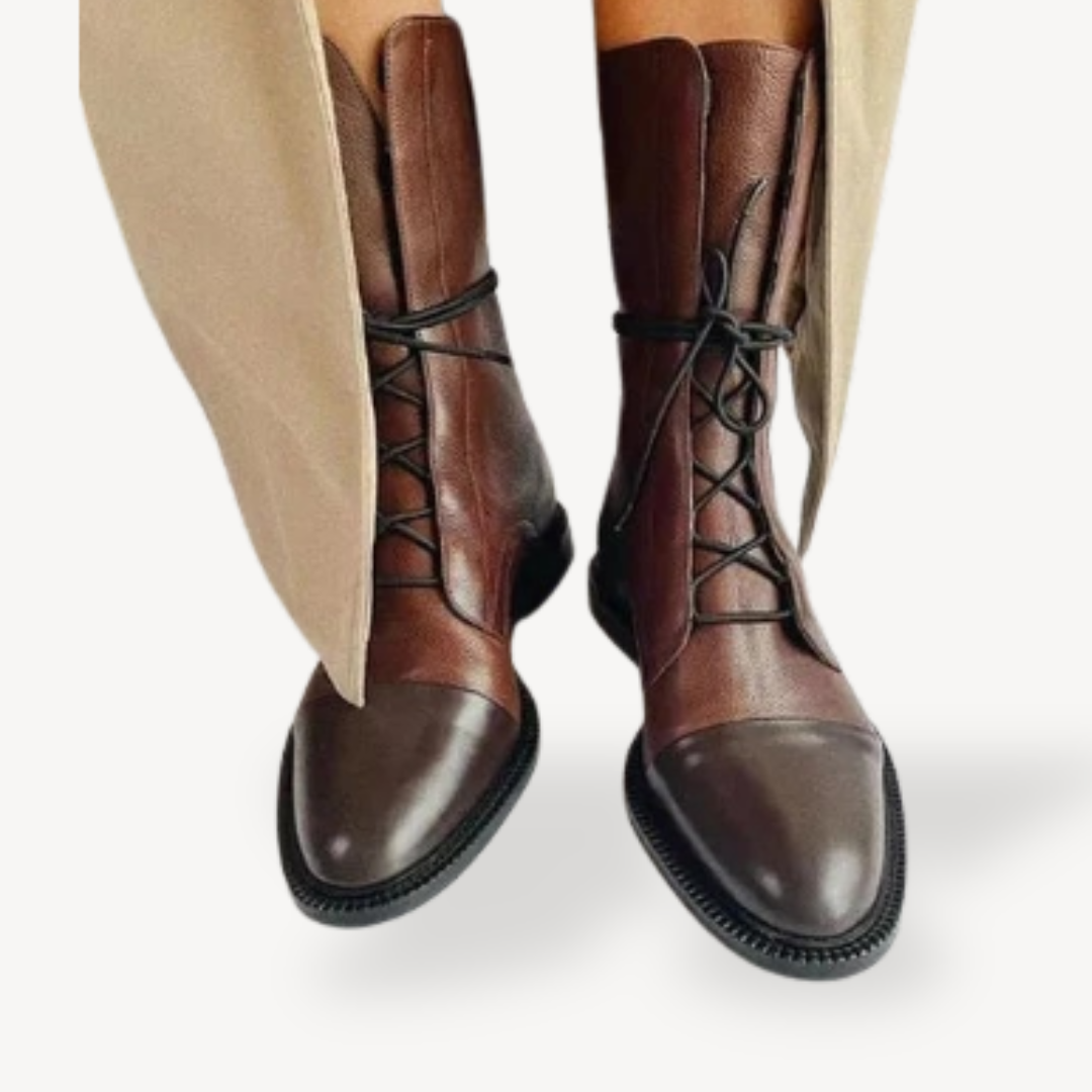 Womens Leather Orthopedic Combat Boots Durable Fit - BritishMode