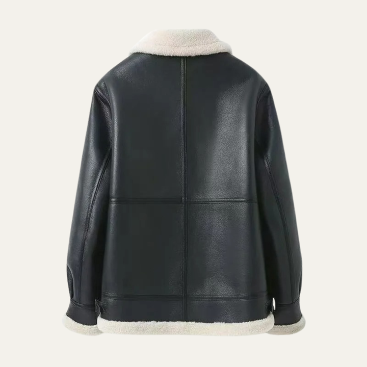 Mens Aviator Jacket Shearling with Fleece Lining Winter