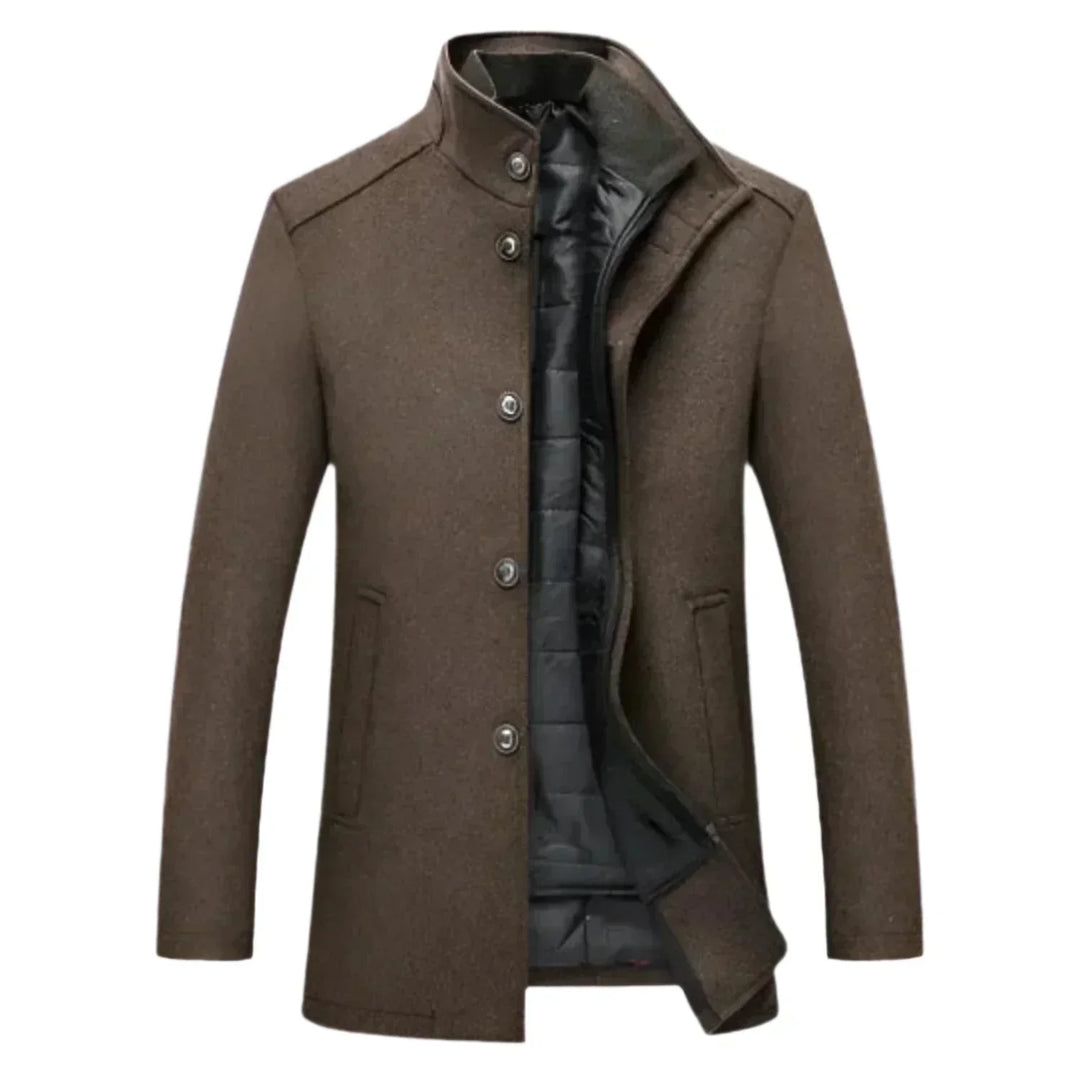 Mens Waterfall Coat with Stand Collar Classic Fit - BritishMode
