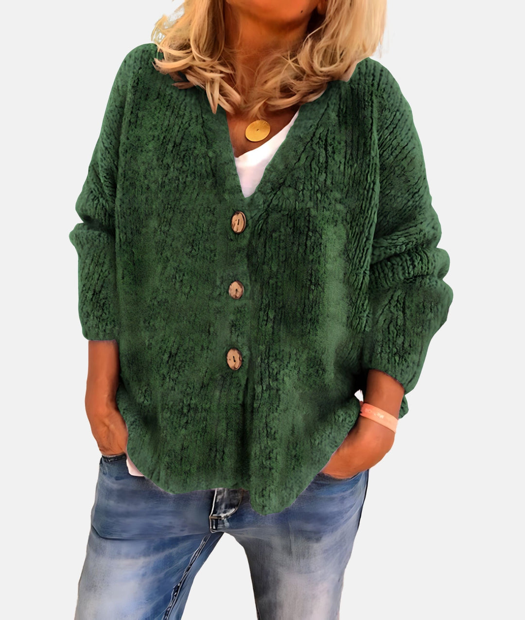Womens V-Neck Cardigan Knit Everyday Wear