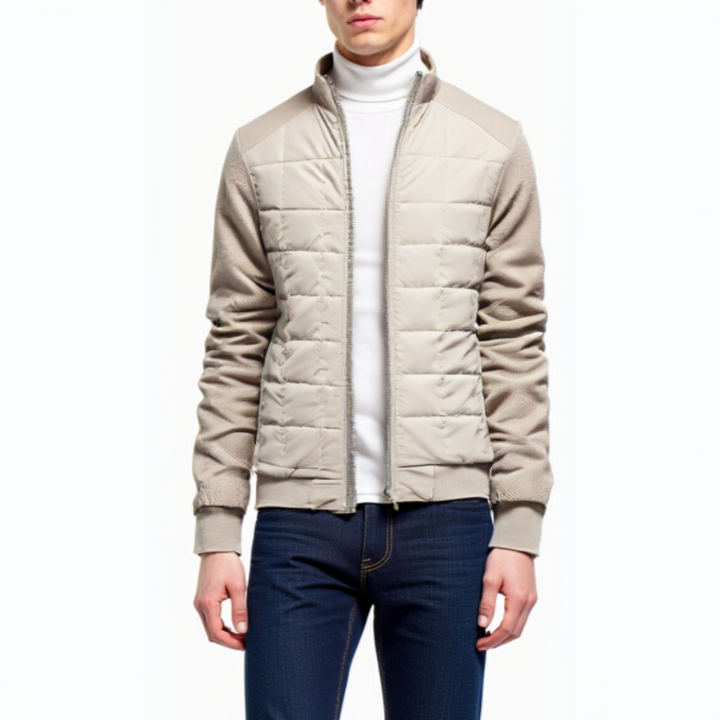 Mens Quilted Hybrid Jacket Full Zip Lightweight - BritishMode
