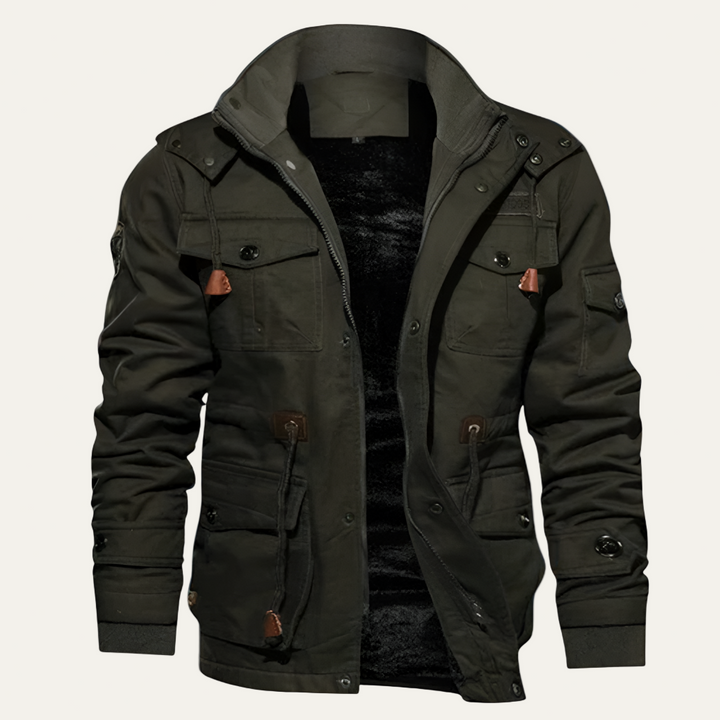 Mens Cargo Jacket Multi Pocket Warm Fit