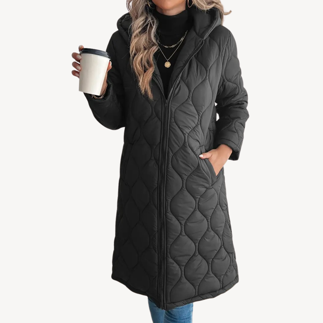 Womens Quilted Puffer Coat with Hooded Design