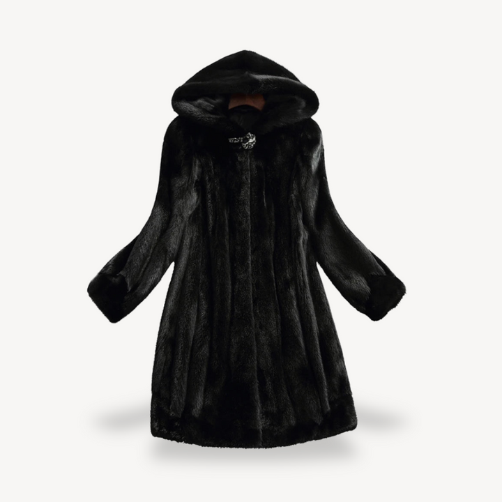 Womens Winter Coat Faux Fur Hooded Long Sleeve - BritishMode