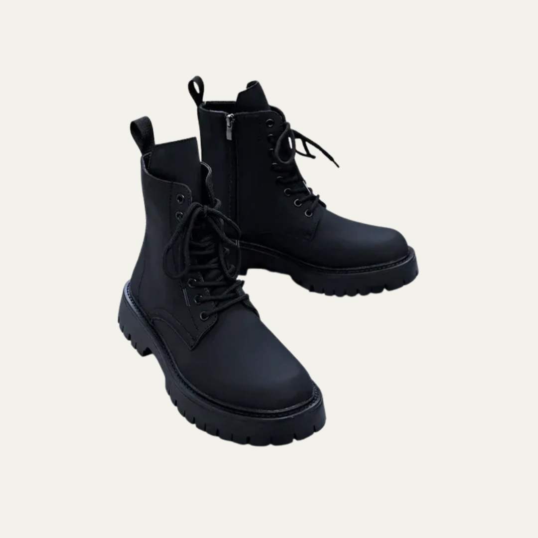 Mens Combat Ankle Boots High Shine Cap Toe