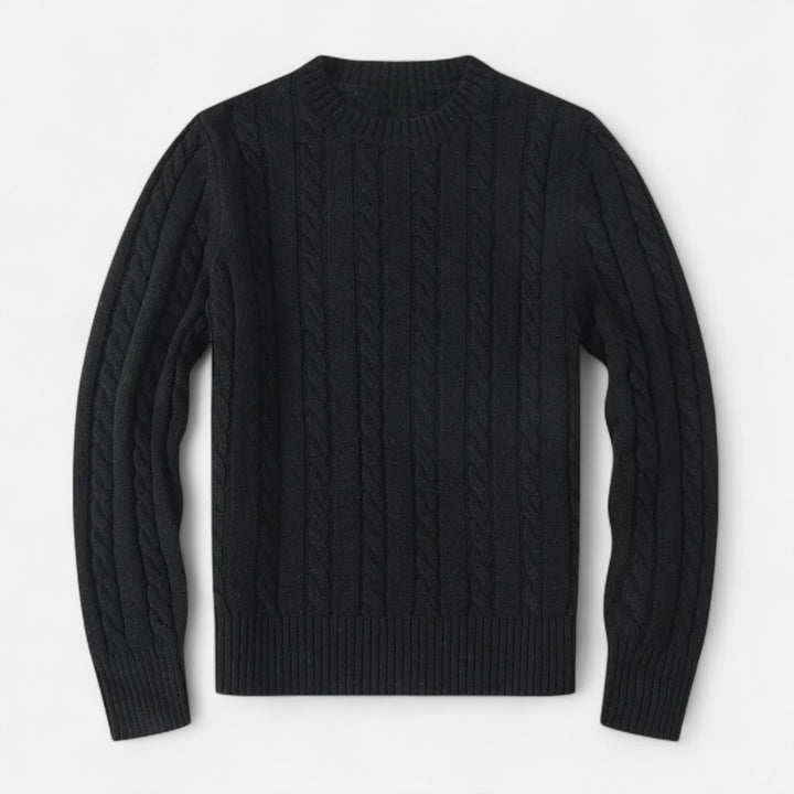 Mens Cotton Knit Sweater with Round Neck Classic Fit