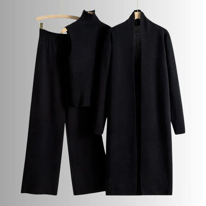Womens Knit Lounge Set Cardigan Sleeveless Top Wide-Leg Pants