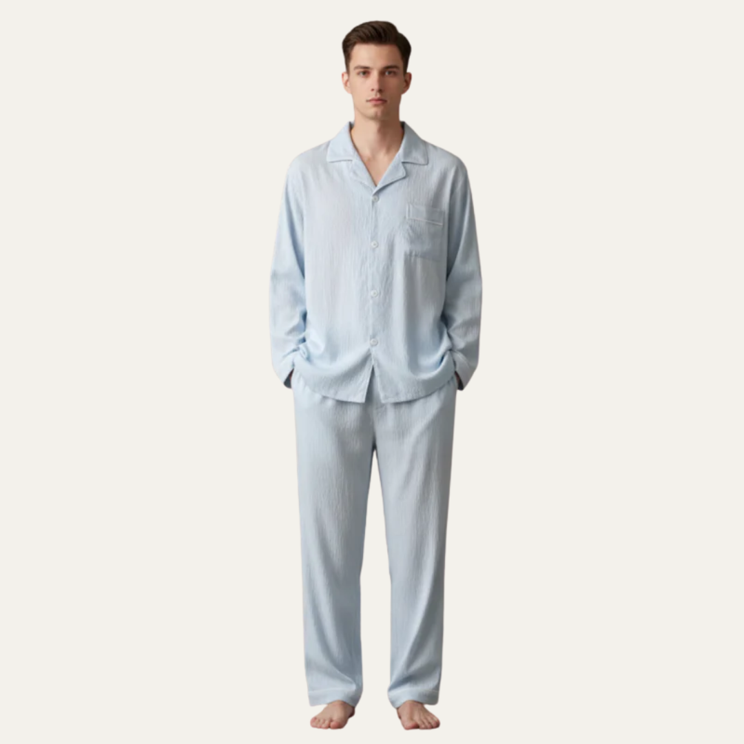 Mens Pajama Set with Notched Collar Classic Fit