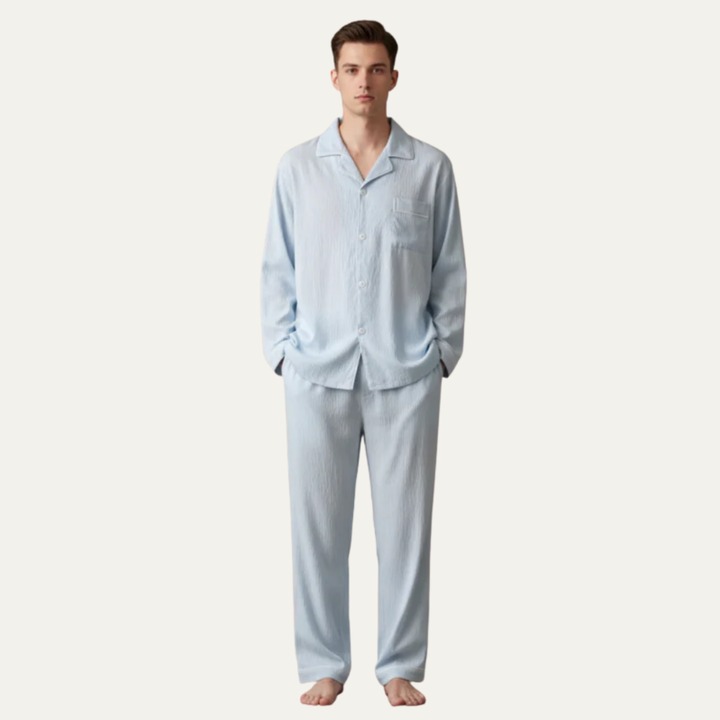 Mens Pajama Set with Notched Collar Classic Fit
