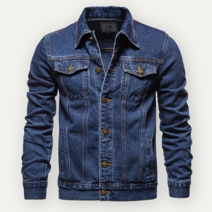 Mens Denim Jacket with Turn-Down Collar