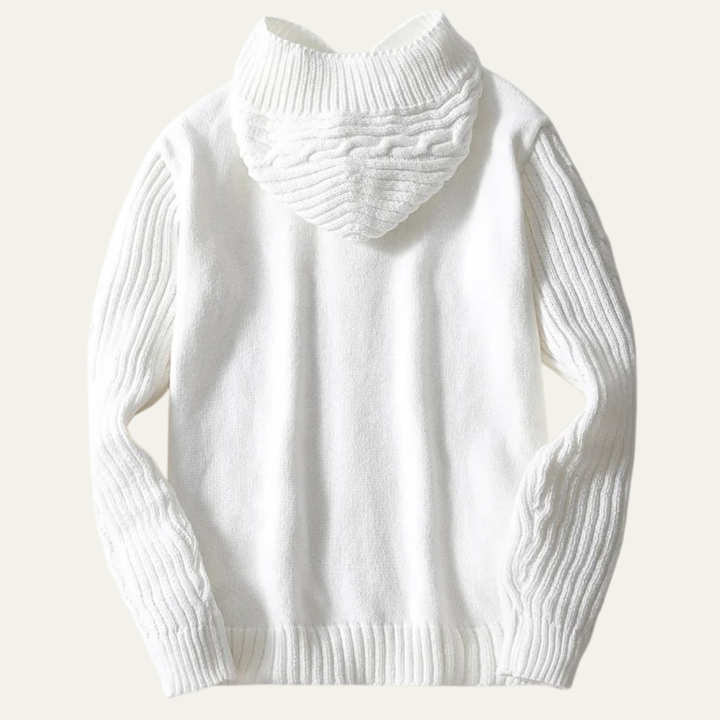 Mens Hooded Cable Knit Cardigan Winter Warm