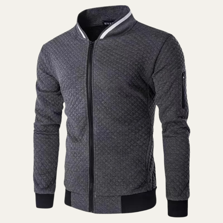 Mens Quilted Bomber Jacket Lightweight Zip-Up
