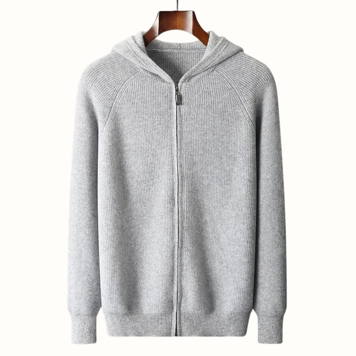 Mens Cashmere Knit Vest with Zipper and Hood - BritishMode