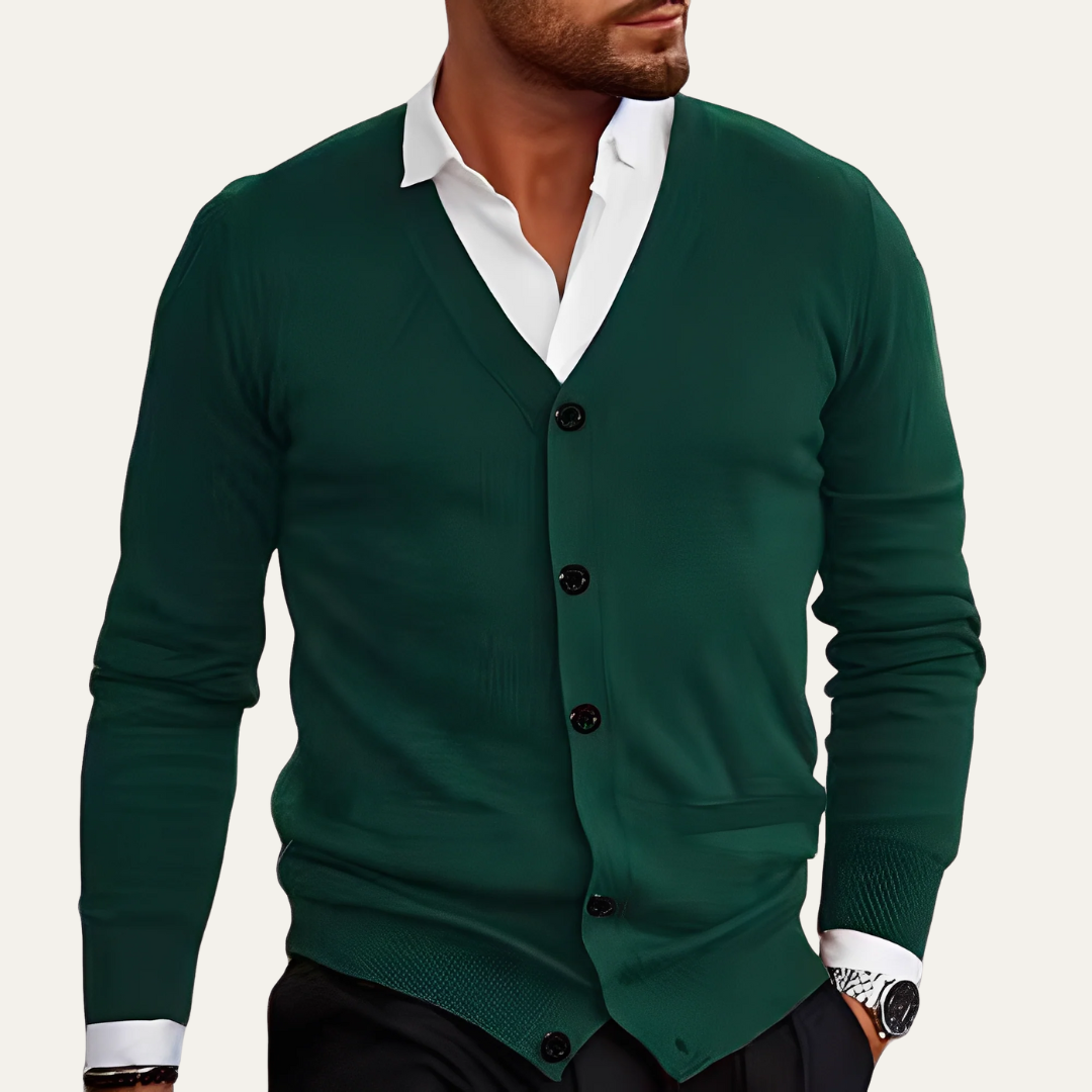 Mens Button Cardigan Fine Knit Classic Fit