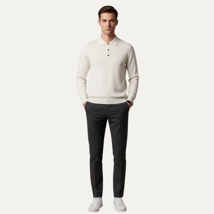 Mens Knit Polo Sweater Long Sleeve