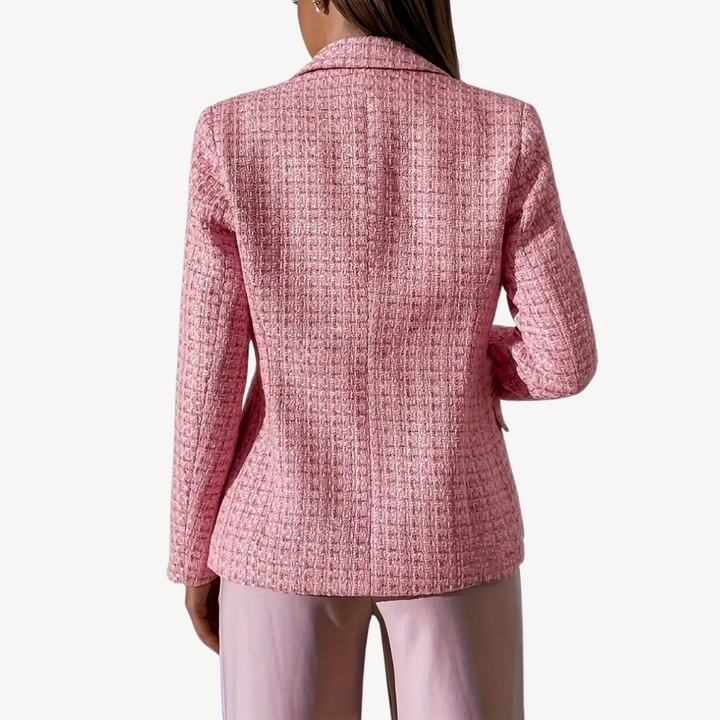 Womens Plus Size Tweed Blazer Double-Breasted Fit