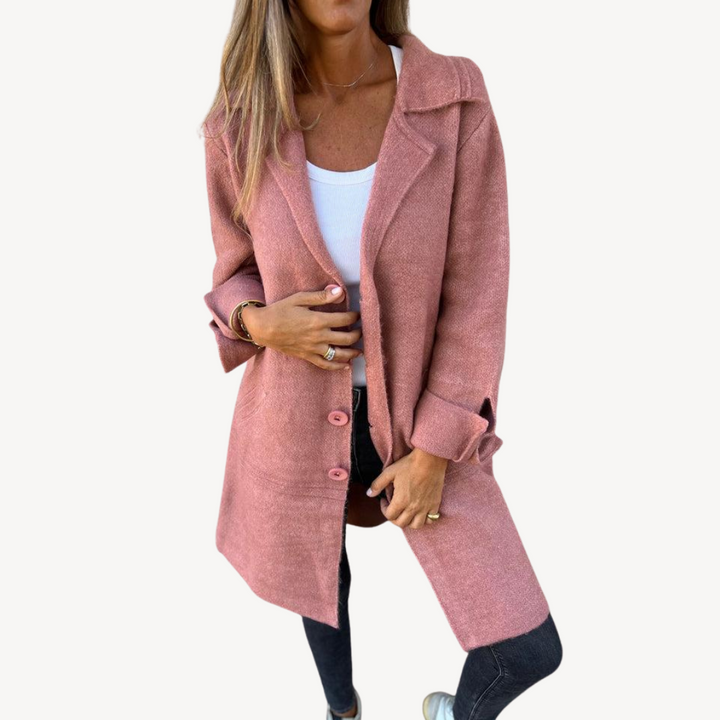 Womens Longline Wool Blend Coat Button Front