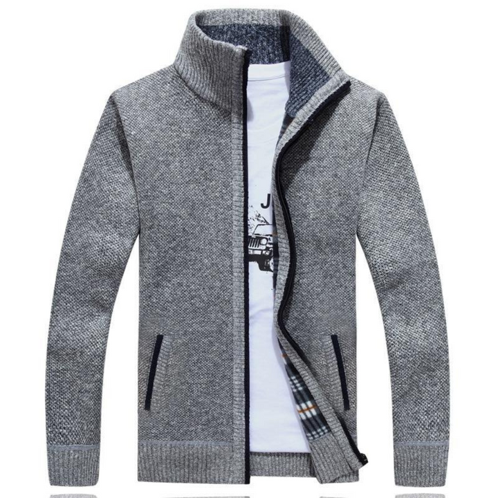 Mens Jacket with High Collar and Front Zip