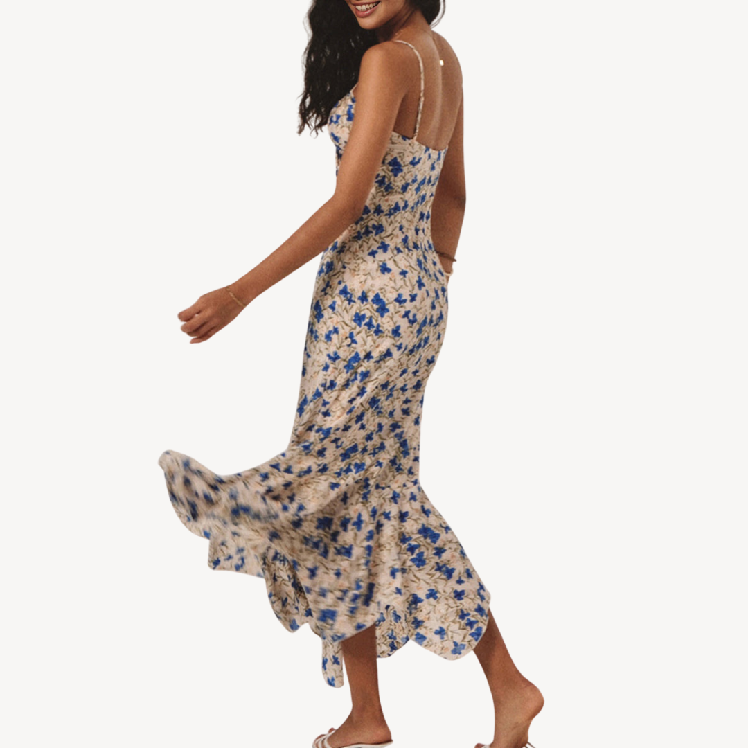 Womens Maxi Dress Floral Pattern Flowing Fit