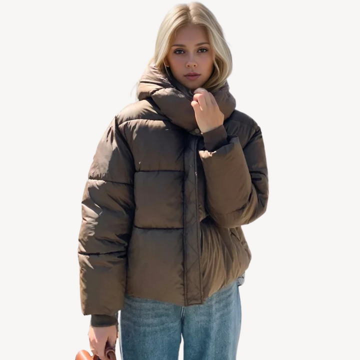 Womens Puffer Jacket with Hooded Design - BritishMode