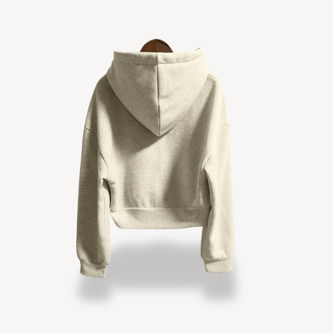 Womens Cropped Hoodie with Zip Front Casual Fit