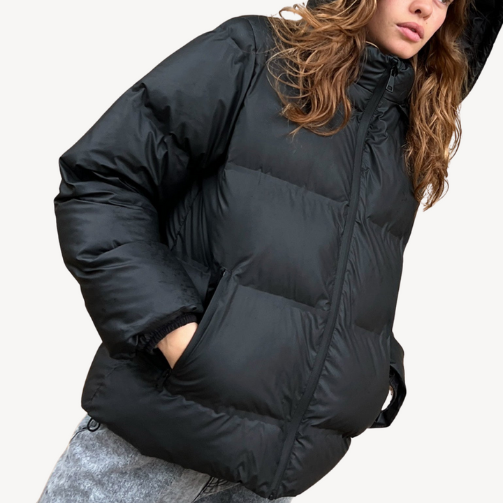 Womens Hooded Puffer Jacket Polyester Winter Coat