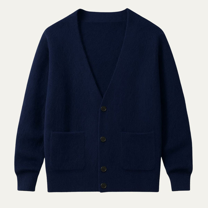 Mens Cashmere Knit Cardigan V-Neck Button Front
