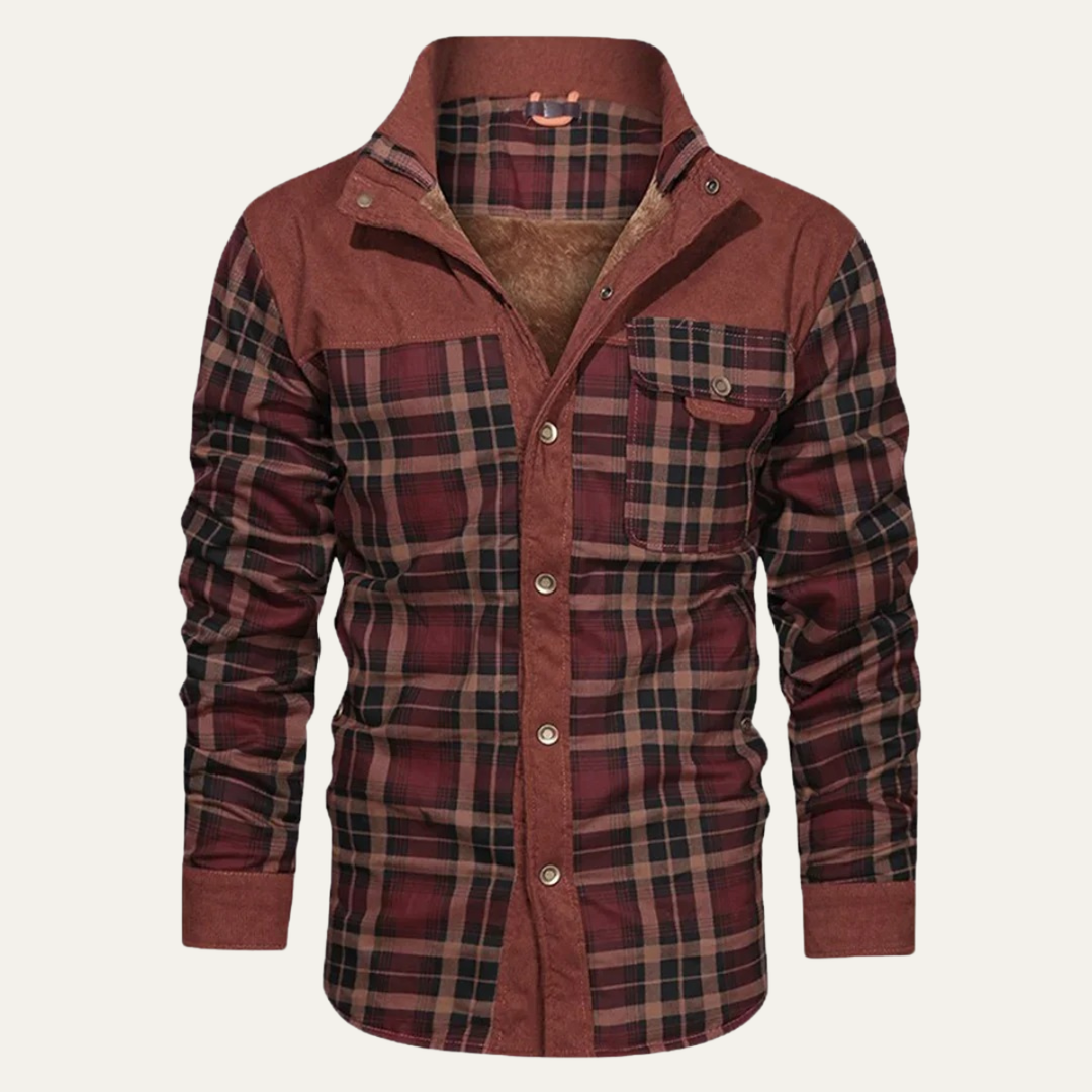 Mens Winter Jacket Plaid Check Warm Fit - BritishMode