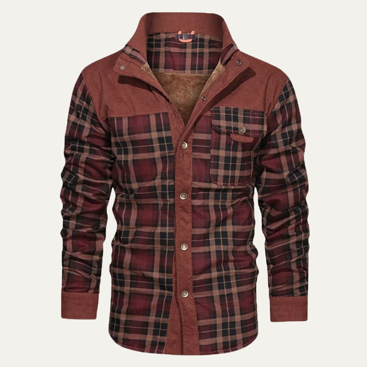 Mens Winter Jacket Plaid Check Warm Fit - BritishMode