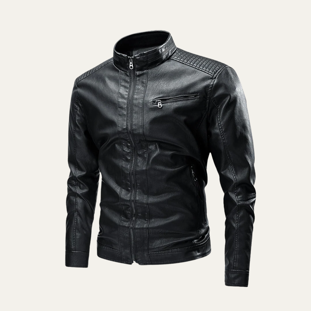 Mens Motorcycle Jacket Faux Leather Slim Fit