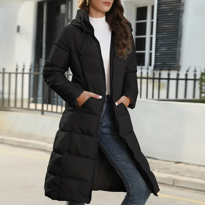 Womens Down Parka Coat with Hood and Belt Warm