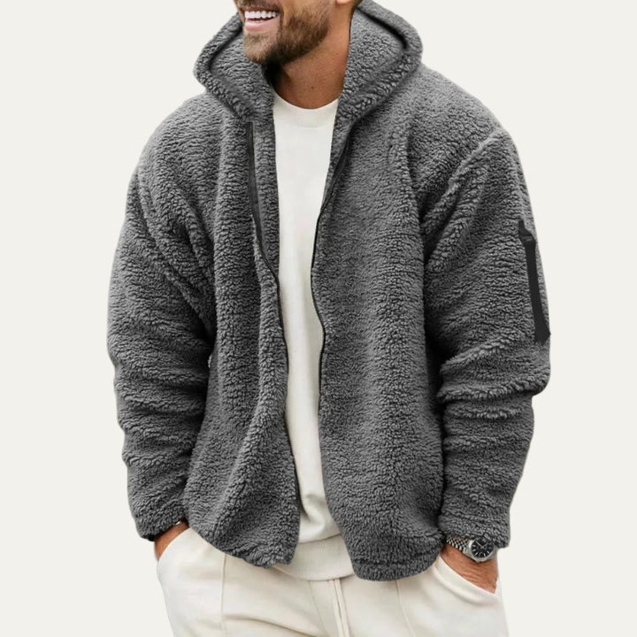Mens Zip Hoodie Plush Thick Warm Fit
