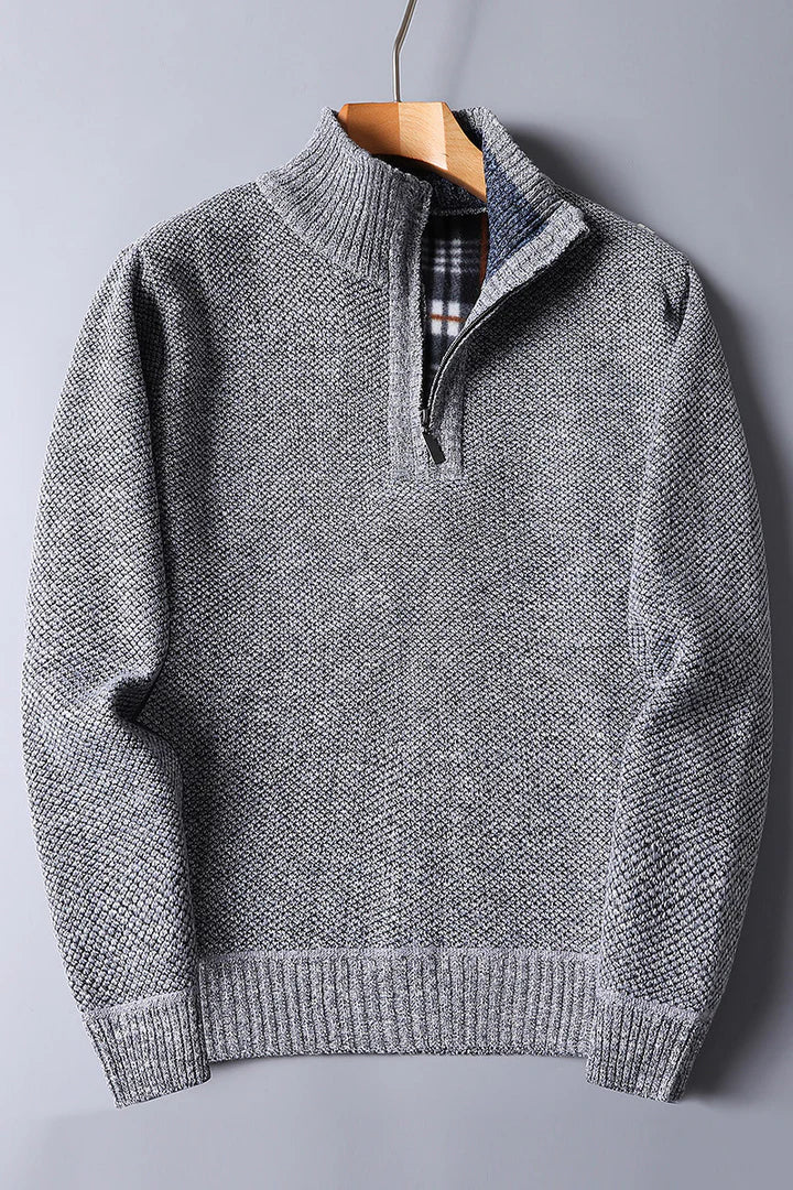 Mens Knit Sweater Zip-Up Comfortable Fit