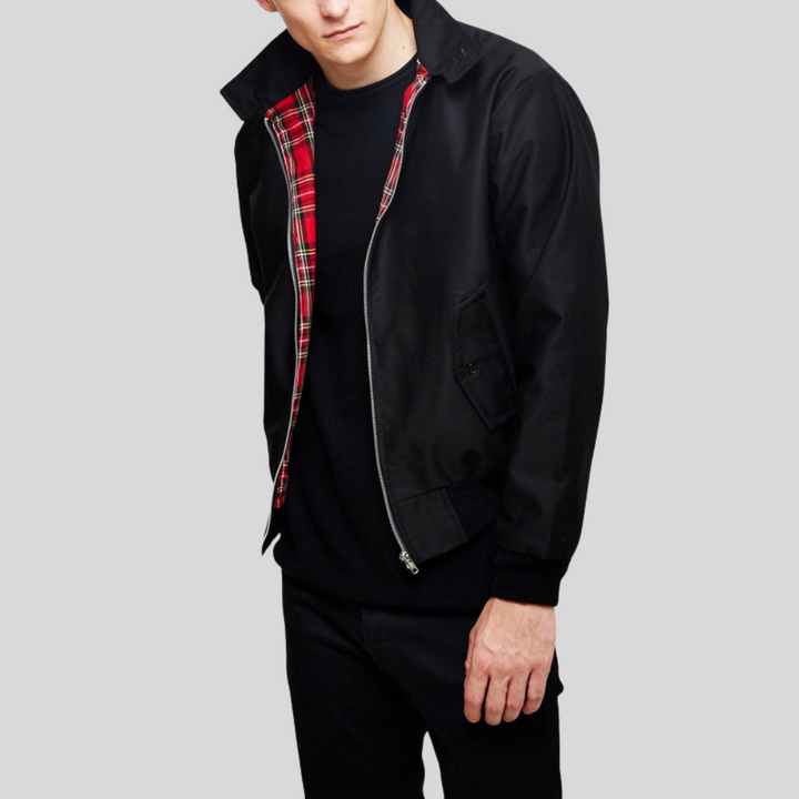Mens Harrington Jacket Zip Front Classic Fit