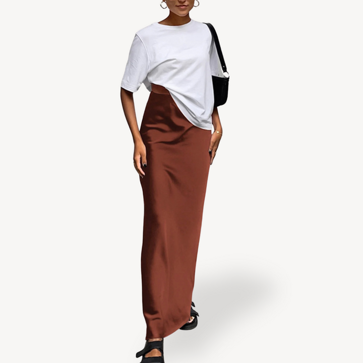 Womens Maxi Skirt Satin Smooth Fit