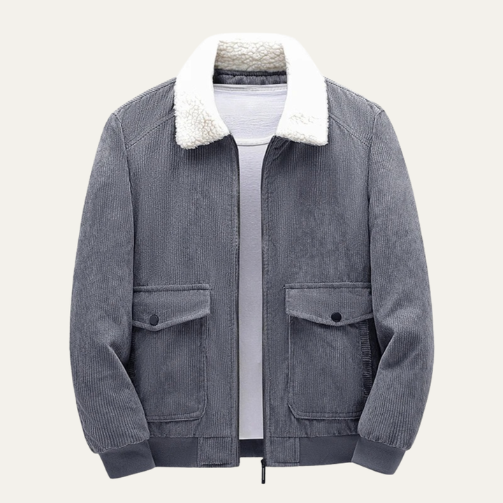 Mens Bomber Jacket Corduroy Shearling Collar