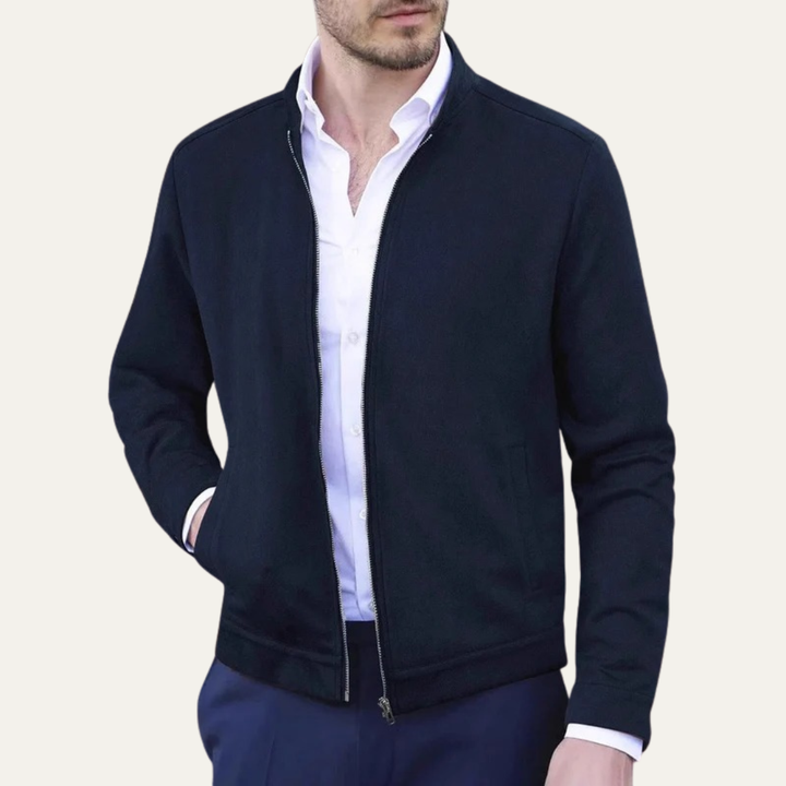 Mens Bomber Jacket Stand Collar Minimalist Style
