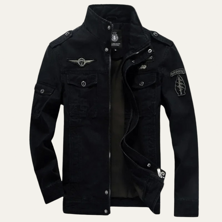Mens Field Jacket with Stand Collar Military Style