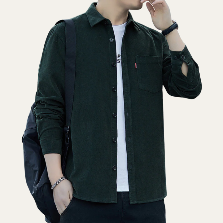 Mens Corduroy Shirt Button-Down Classic Fit