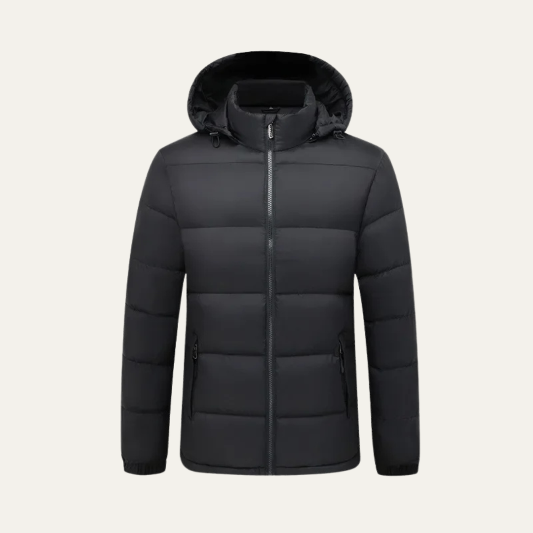 Mens Winter Puffer Jacket with Detachable Hood Hooded Coat