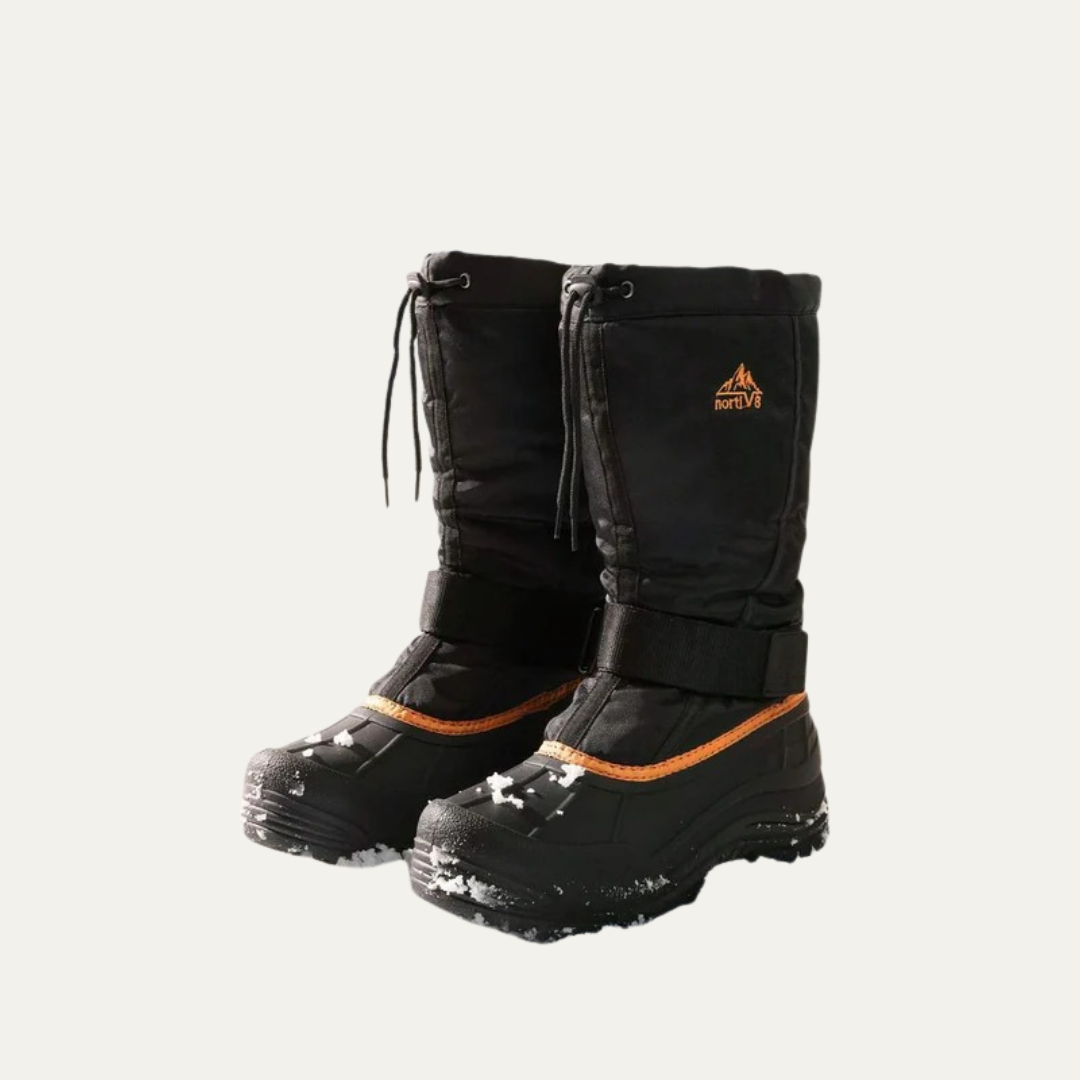 Mens Tall Winter Snow Boots with Strap and Drawstring Closure