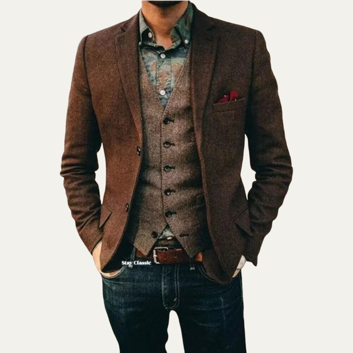 Mens Tweed Blazer Jacket Smart Casual Fit