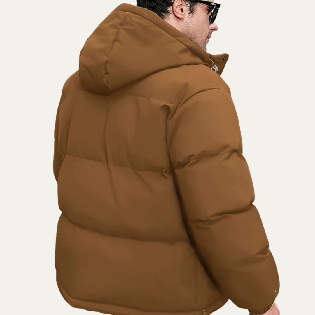 Mens Quilted Puffer Jacket with Hooded Design