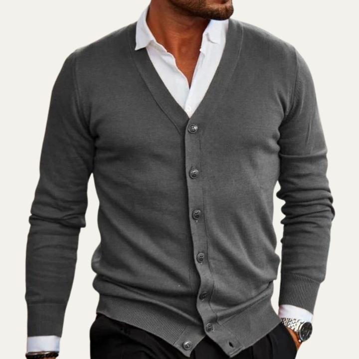 Mens Cardigan V-Neck Button Front Classic Fit