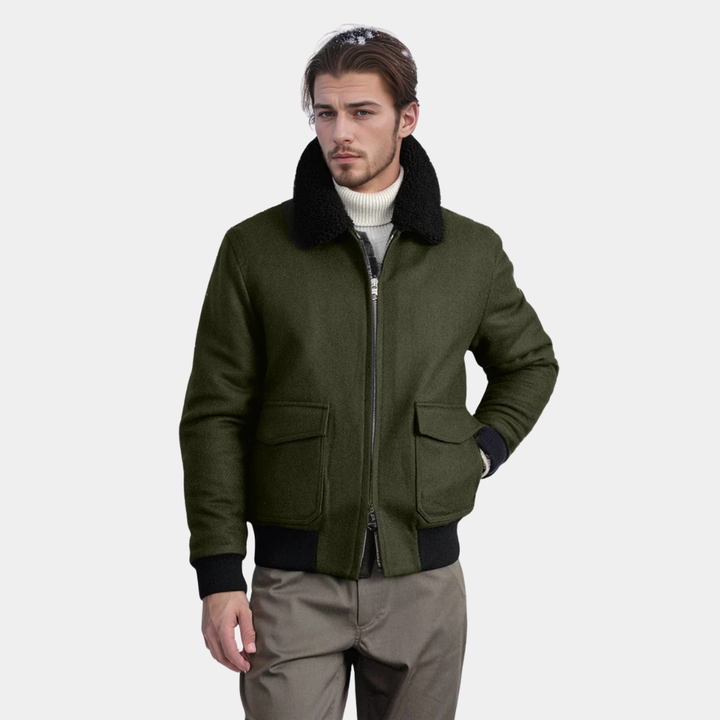 Mens Jacket with Woolen Collar
