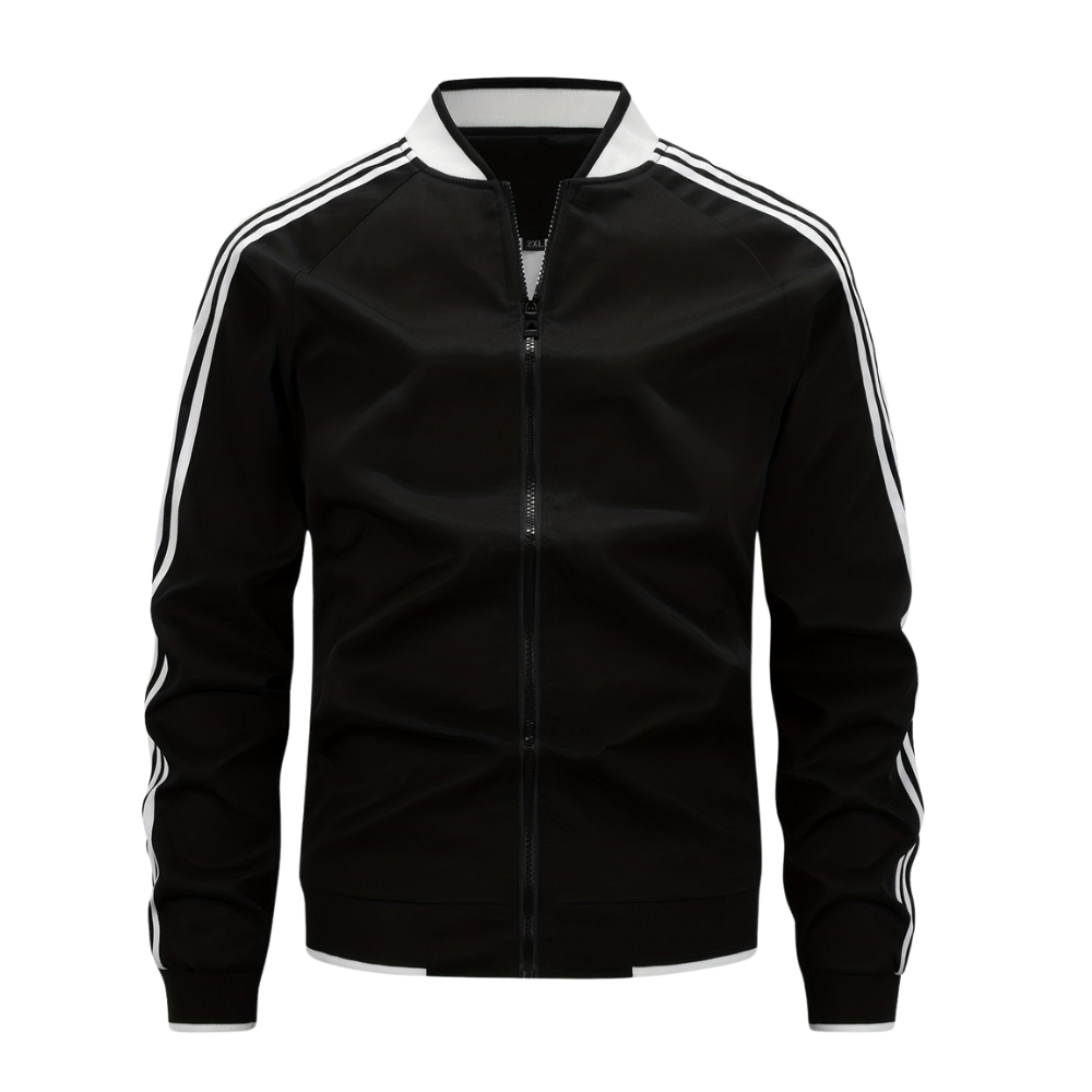Mens Bomber Jacket with Stripe Sleeve Detail